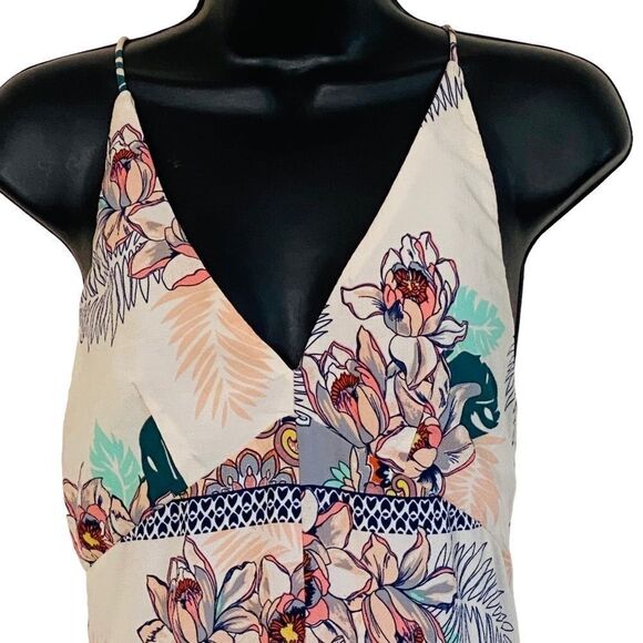 Ark & Co Abstract Tropical Floral Print Lace Up Back Crepe Jumpsuit Sz S - Picture 5 of 15